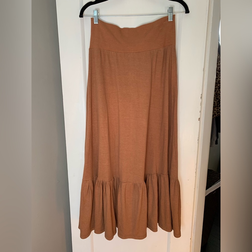 Bohemian Folk Clothing prairie skirt in acorn